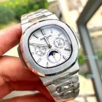 Replica Patek Philippe Nautilus White Dial Stainless Steel Band Watch 42mm